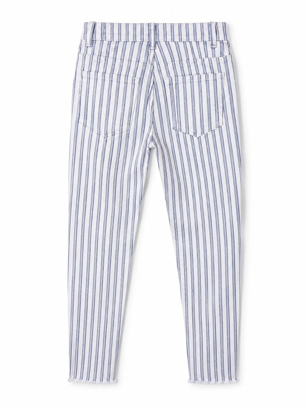 FRAME Le Skinny de Jeanne Crop Jeans 25 Blue White Stripe Raw Hem - Picture 2 of 13